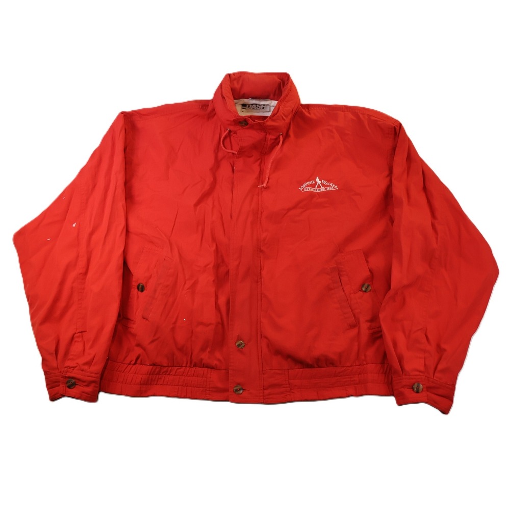Dash Mens Large Windbreaker Jacket Red Johnnie Walker Logo Hooded Zip Front
